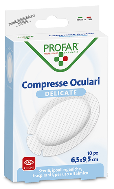 COMPRESSE OCULARI CON GARZA ANTIADERENTE 9,5X6,5 CM 10 PEZZI PROFAR