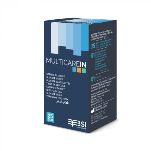 STRISCE MISURAZIONE GLICEMIA MULTICARE IN GLUCOSIO ELETTRODO 25 PEZZI