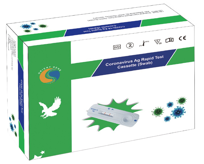 TEST ANTIGENICO RAPIDO COVID-19 ORIENT GENE DETERMINAZIONE QUALITATIVA ANTIGENI SARS-COV-2 IN TAMPONI NASALI/NASOFARINGEI MEDIANTE IMMUNOCROMATOGRAFIA 20 PEZZI USO PROFESSIONALE