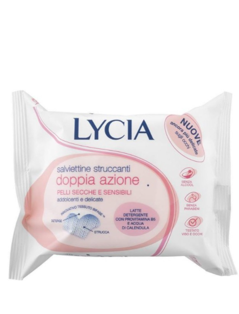 LYCIA SALVIETTINE STRUCCANTI PELLI SECCHE E SENSIBILI 20 PEZZI