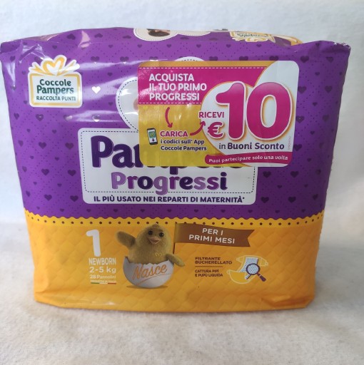 PAMPERS PROGRESSI NEWBORN PANNOLINO 1 2-5KG 28 PEZZI