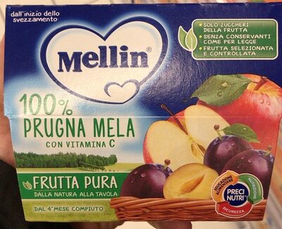 MELLIN FRUTTA PURA PRUGNA MELA 100 G 4 PEZZI