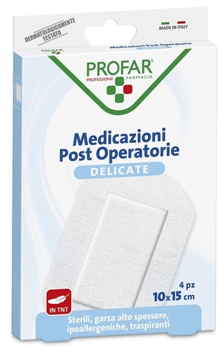 [903980997] MEDICAZIONE POST OPERATORIA STERILE GARZA ANTIADERENTE 10X15 CM 4 PEZZI PROFAR