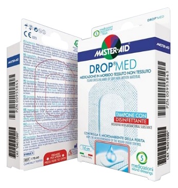 [908872245] MEDICAZIONE COMPRESSA AUTOADESIVA DERMOATTIVA IPOALLERGENICA AERATA MASTER-AID DROP MED 10,5X20 5 PEZZI