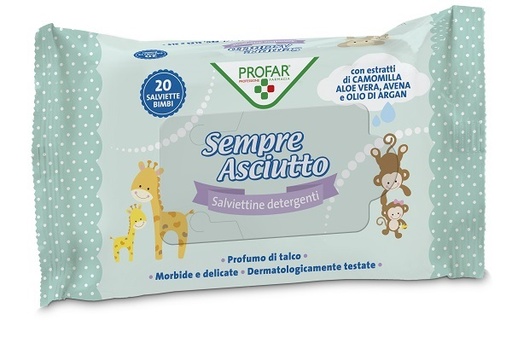 [931609073] SALVIETTINE UMIDIFICATE SEMPRE ASCIUTTO 20 PEZZI PROFAR