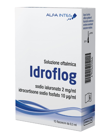[942605066] SOLUZIONE OFTALMICA IDROFLOG A BASE DI IALURONATO DI SODIO E IDROCORTISONE SODIO FOSFATO 15 FLACONCINI DA 0,5 ML