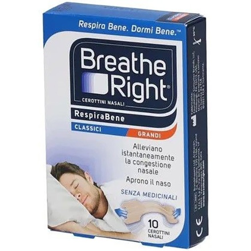 [982483570] CEROTTI NASALI BREATHE RIGHT CLASSICI GRANDI 10 PEZZI