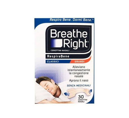 [982483582] CEROTTI NASALI BREATHE RIGHT CLASSICI GRANDI 30 PEZZI