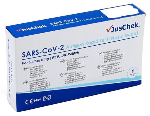 [983750249] TEST ANTIGENICO RAPIDO COVID-19 JUSCHEK AUTODIAGNOSTICO DETERMINAZIONE QUALITATIVA ANTIGENI SARS-COV-2 IN TAMPONI NASALI MEDIANTE IMMUNOCROMATOGRAFIA