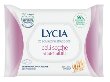 [984204507] LYCIA SALVIETTINE STRUCCANTI PELLI SECCHE E SENSIBILI 20 PEZZI