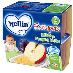 [904915562] MELLIN FRUTTA PURA PRUGNA MELA 100 G 4 PEZZI