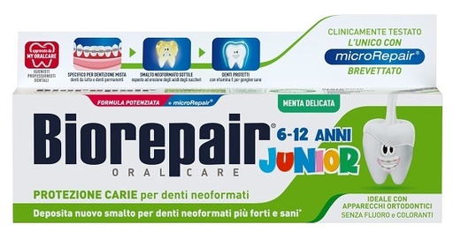[971394465] BIOREPAIR ORAL CARE JUNIOR 6-12 ANNI DENTIFRICIO PROTEZIONE ANTI CARIE SMALTO NEOFORMATO ALLA MENTA DELICATA 75 ML